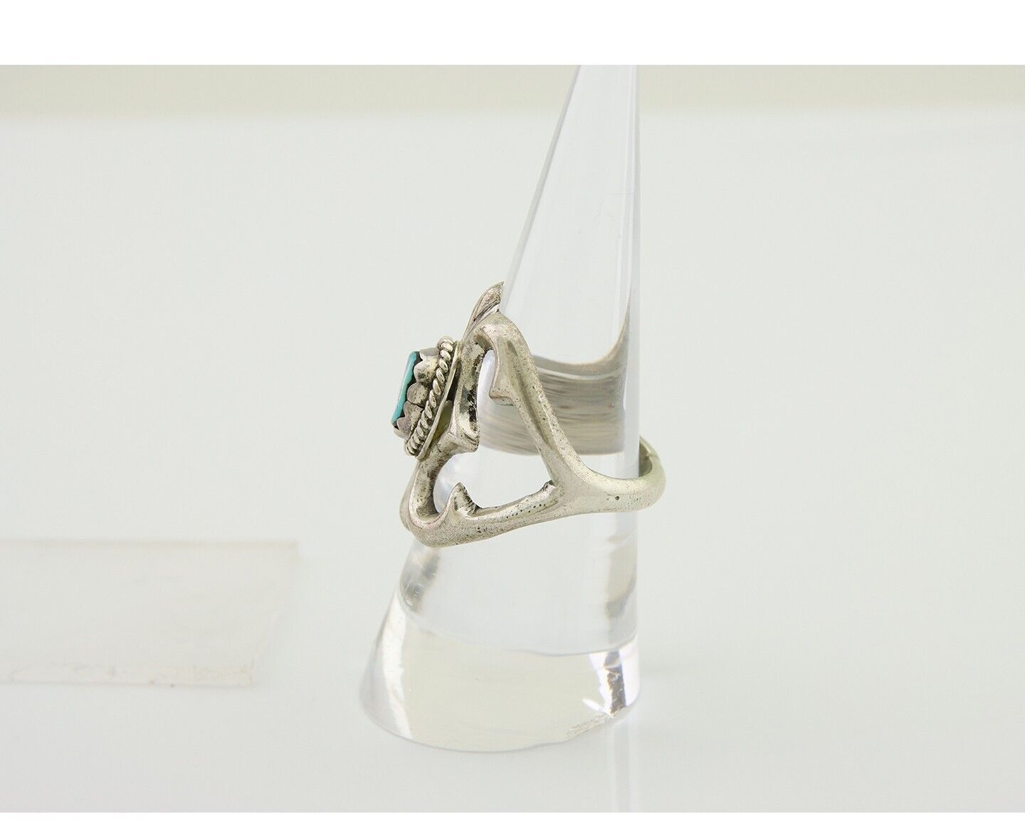 Navajo Sand Cast Ring 925 Silver Sleeping Beauty Turquoise Artist C.80's