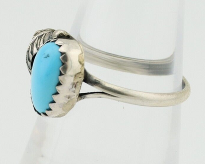 Navajo Ring 925 Silver Sleeping Beauty Turquoise Native American Artist C.80's