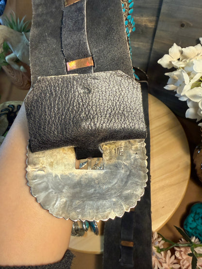 HUGE STATEMENT ZUNI Southwestern Blue Turquoise Sterling Silver Handmade Concho Belt Signed Jack Weekoty