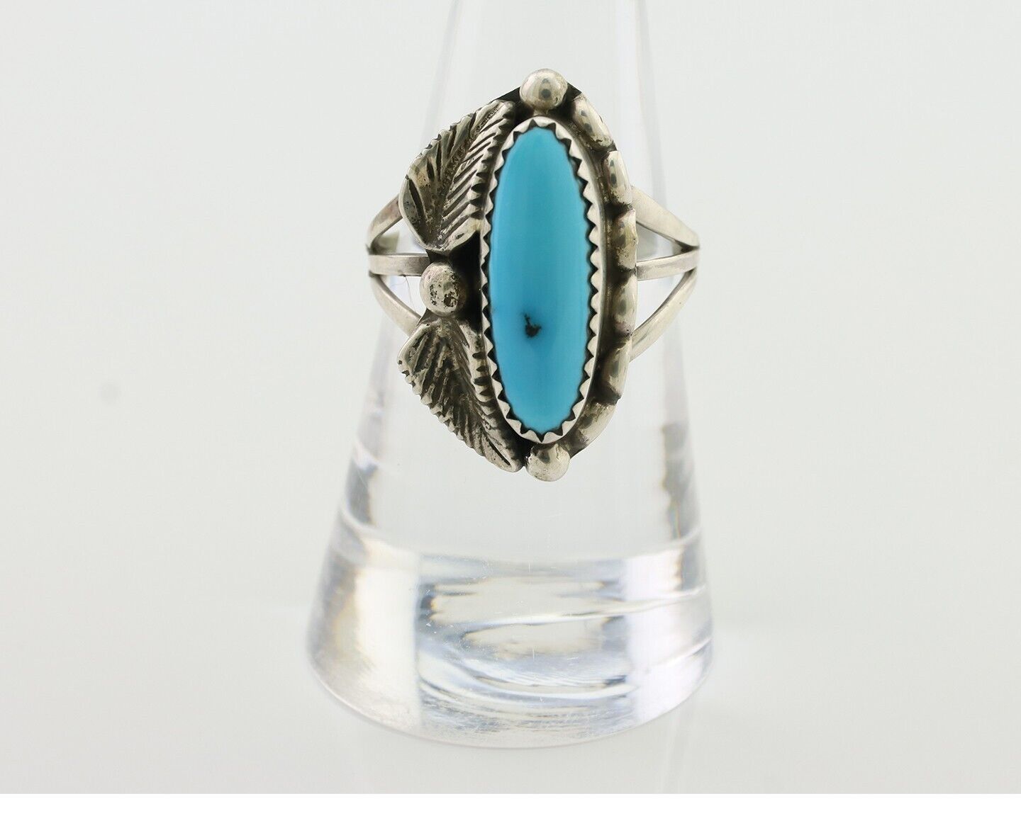 Navajo Ring 925 Silver Kingman Turquoise Artist Signed SC C.80's