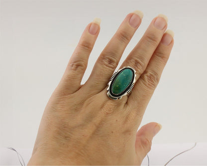 Navajo Ring 925 Silver Natural Turquoise Native American Artist C.80's
