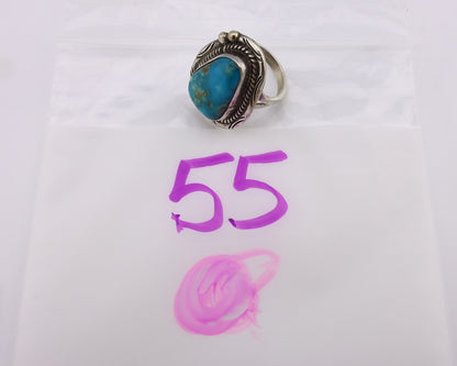 Navajo Ring 925 Silver Natural Blue Turquoise Native American Artist C.80's