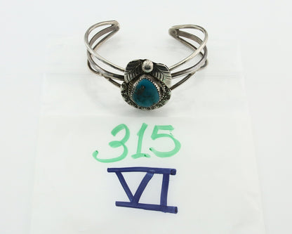 Vintage Navajo Bracelet 925 Silver Blue Turquoise Signed Kay Johnson