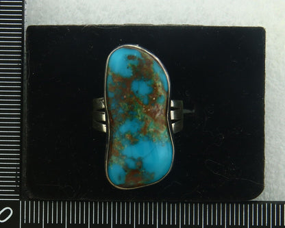 Navajo Ring 925 Sterling Blue Nevada Turquoise Native Artist C.80's