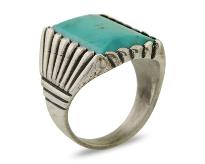 Navajo Handmade Ring 925 Sterling Silver Natural Turquoise Native Artist C.80's