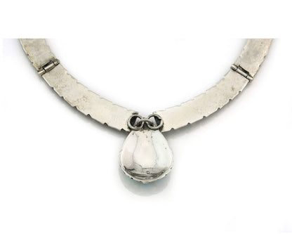 Navajo Necklace 925 Sterling Silver Natural Turquoise Vintage Signed D C.80's