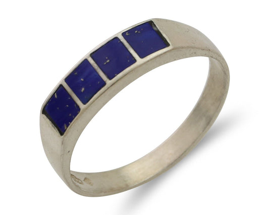 Navajo Handmade Ring 925 Silver Natural Lapis Lazuli Artist Signed SC C.80's