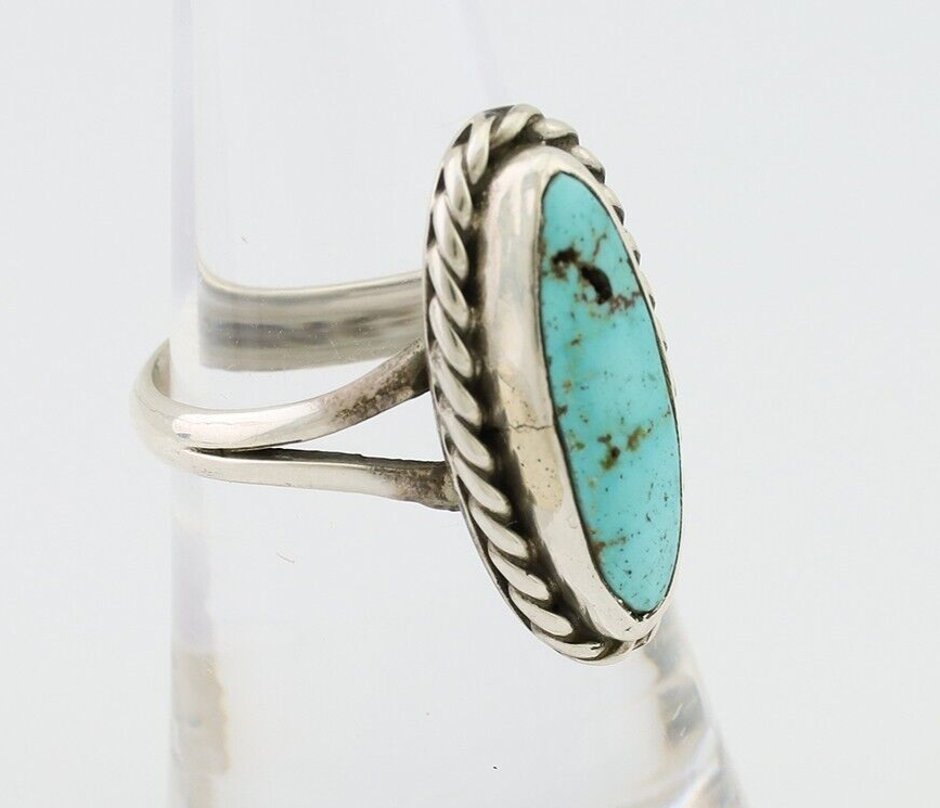 Navajo Handmade Ring 925 Silver Kingman Turquoise Native American Artist C.80's