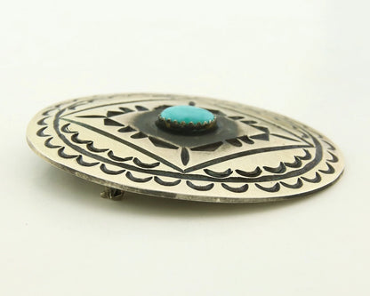 Navajo Concho Pin Pendant Sterling Silver Turquoise Vintage Handmade
