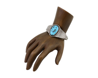 Navajo Cuff Bracelet 925 Silver Natural Turquoise Native Artist C.80's