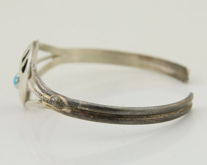Navajo Paw Bracelet 925 Silver Blue Turquoise Native American Artist C.80's