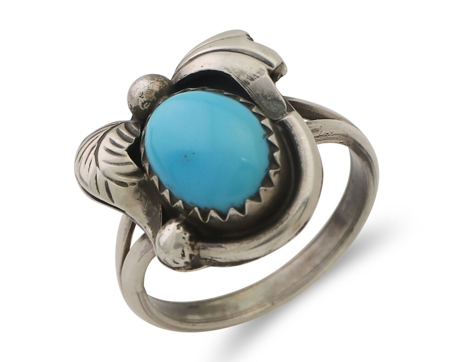 Navajo Ring 925 Silver Sleeping Beauty Turquoise Native American Artist C.80's