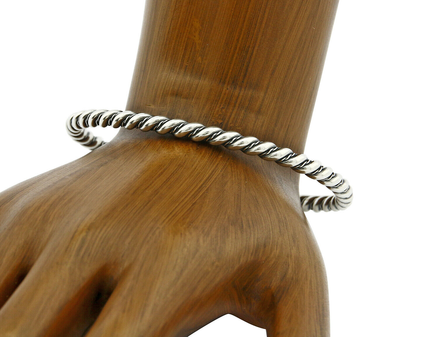 Navajo 3.9 mm Wide 925 Solid Sterling Silver Handmade Hand Stamped Cuff Bracelet