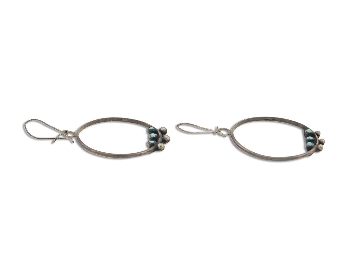 Zuni Dangle Earrings 925 Silver Blue Turquoise Native American Artist C.80's