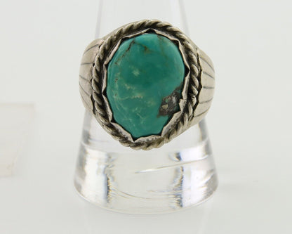 Navajo Hand Stamped Ring 925 Silver Arizona Turquoise Artist C.80's