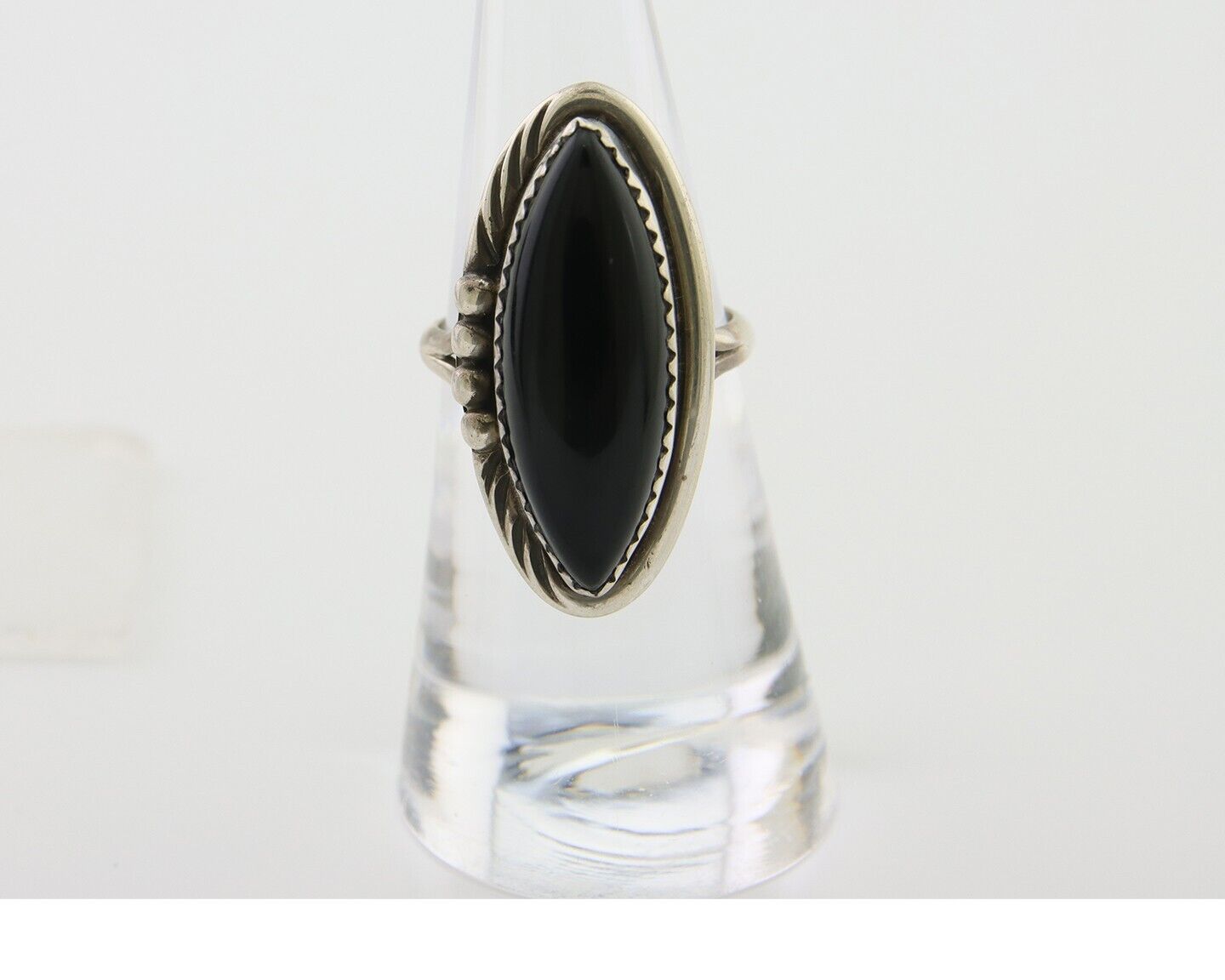 Navajo Handmade Ring 925 Silver Black Onyx Native American Artist C.80's