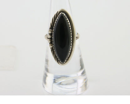 Navajo Handmade Ring 925 Silver Black Onyx Native American Artist C.80's