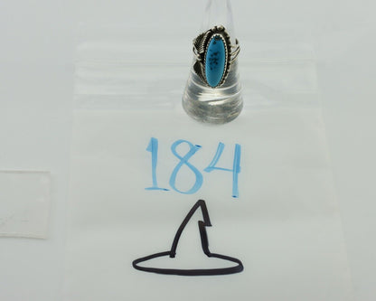 Navajo Ring 925 Silver Sleeping Beauty Turquoise Artist Signed SC C.80's