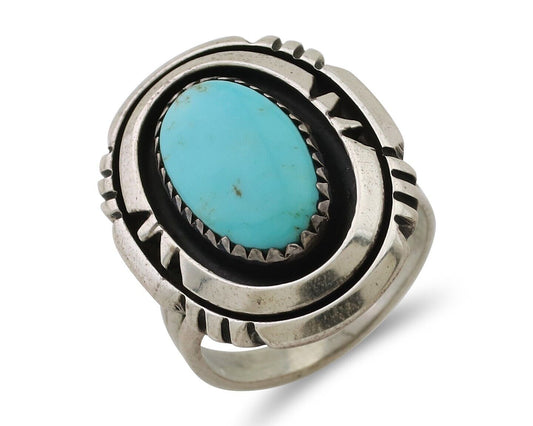 Navajo Ring 925 Silver Turquoise Signed William Denetdale Size 6.25 C.80's