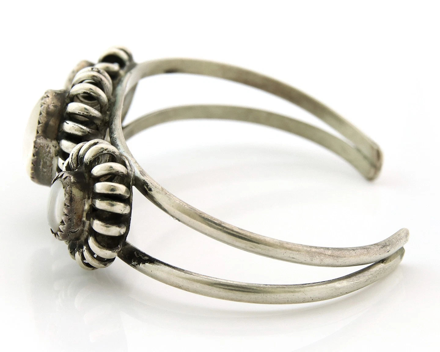 Navajo Cuff Bracelet Sterling Silver Vintage Native Artist Signed SM