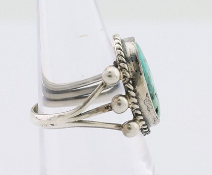 Navajo Ring 925 Silver Natural Blue Turquoise Artist Signed MC C.80's