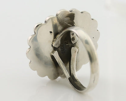 Navajo Handmade Ring 925 Silver Natural Fire Opal Native Artist Size 6.25 C.80's