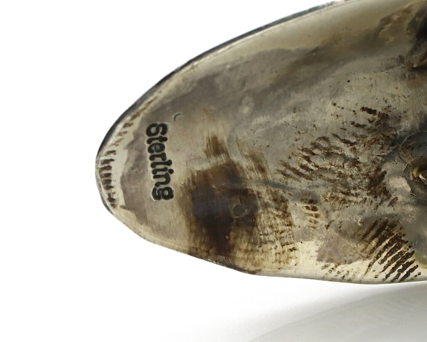 Navajo Shield Ring .925 Silver Blue Turquoise Hand Stamped Native Artist C.80's