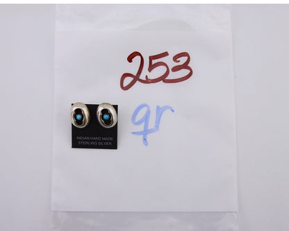 Navajo Handmade Earrings 925 Silver Natural Turquoise Native American Artist 80s