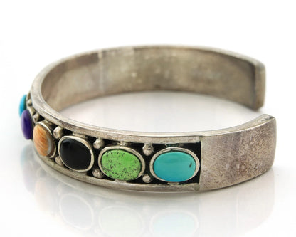 Navajo Cuff Bracelet Sterling Silver Natural Gemstone Vintage Native Artist