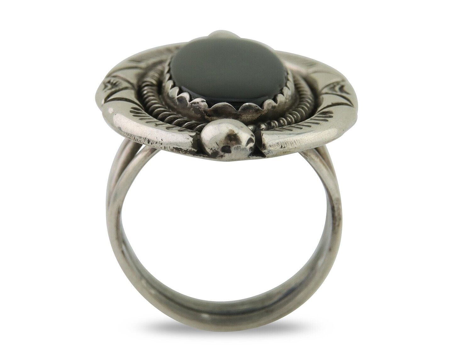 Navajo Ring 925 Silver Black Onyx Artist Signed V & N Edsitty C.80's