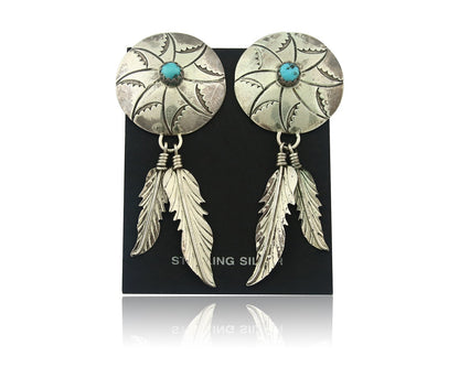 Navajo Earrings Sterling Silver Turquoise Vintage Dangle Signed Ramone