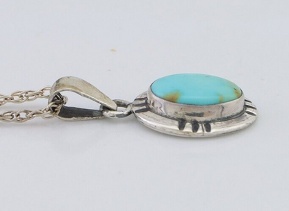 Navajo Necklace 925 Silver Natural Kingman Turquoise Native American C.80's