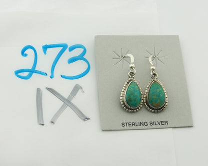 Navajo Earrings Sterling Silver Natural Turquoise Vintage Signed M