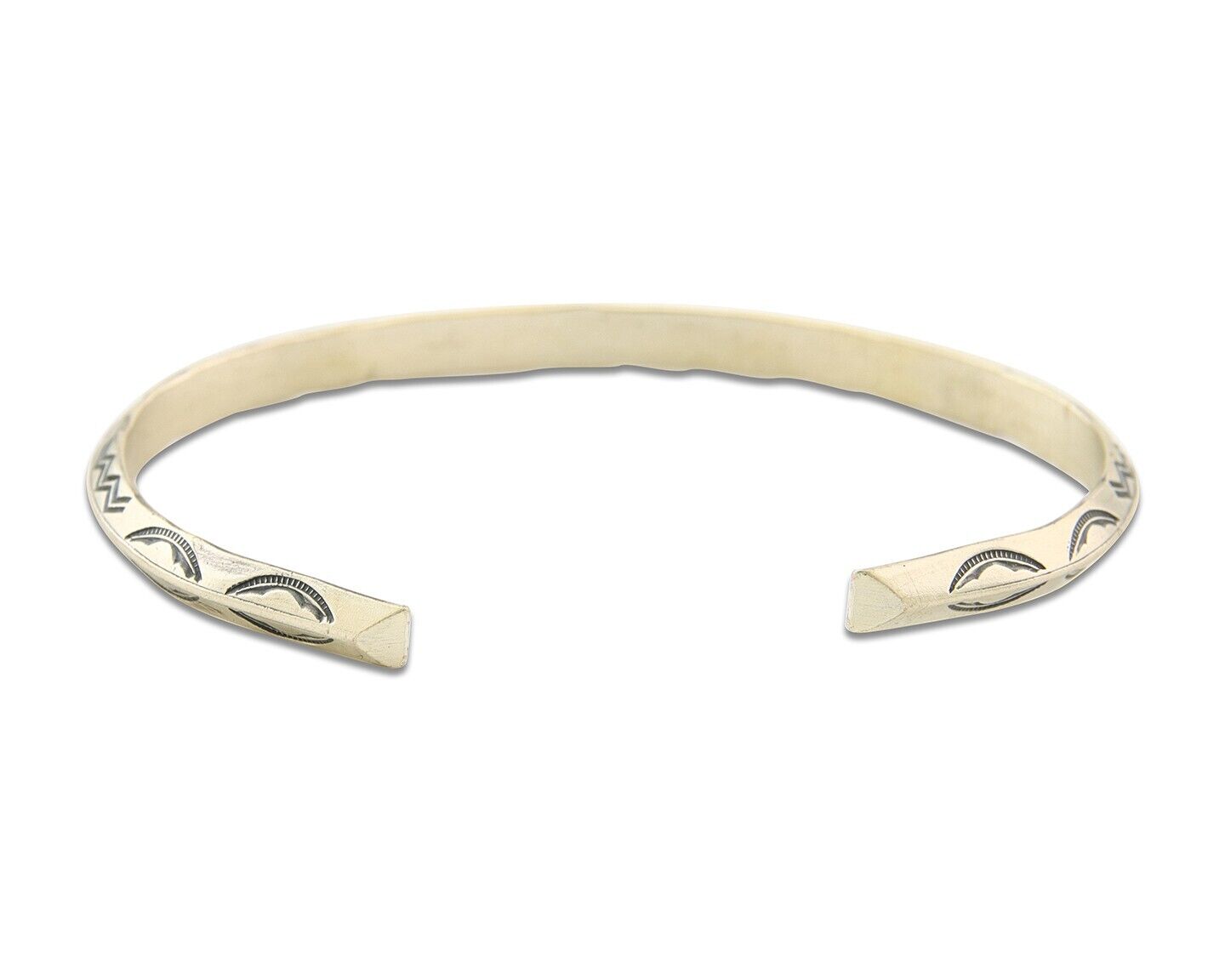 Navajo Bracelet 925 Silver Hand Stamped Triangle Signed Arrow & Signpost C.80's