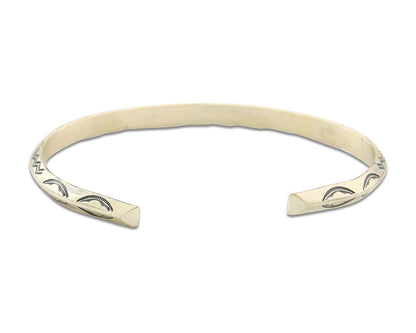 Navajo Bracelet 925 Silver Hand Stamped Triangle Signed Arrow & Signpost C.80's