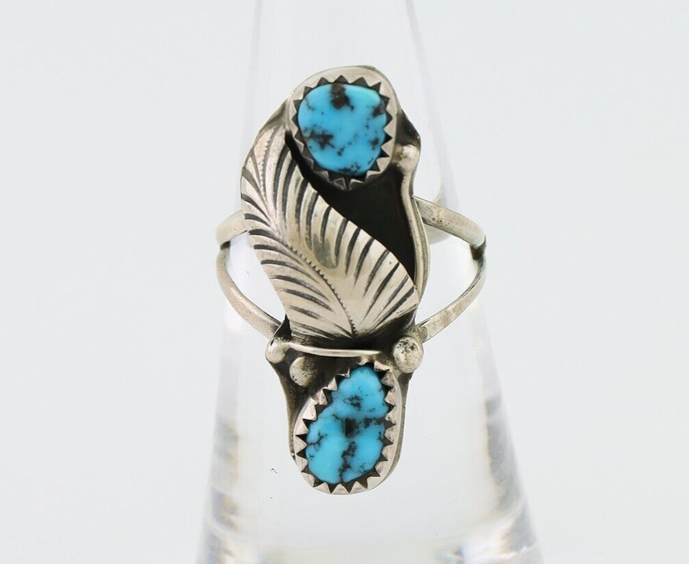 Navajo Handmade Ring 925 Silver Kingman Turquoise Native American Artist C.80's