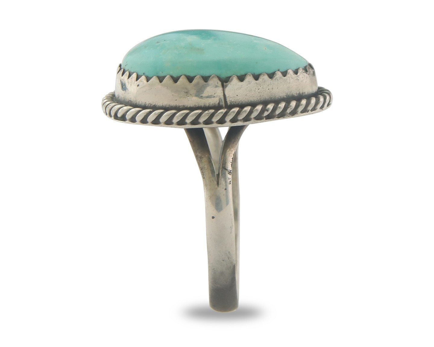 Vintage Navajo Ring 925 Sterling Authentic Santa Rita Turquoise Size 5.0