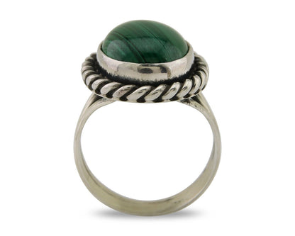 Navajo Ring 925 Silver Natural Malachite Native American Artist C.80's