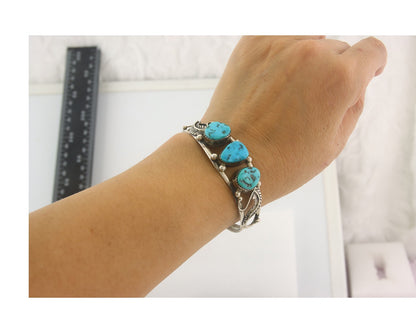 Vintage Navajo Bracelet 925 Silver Turquoise Traditional Handmade Authentic