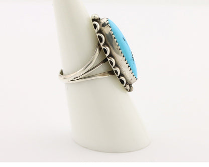 Navajo Ring 925 Silver Sleeping Beauty Turquoise Signed SC C.80's