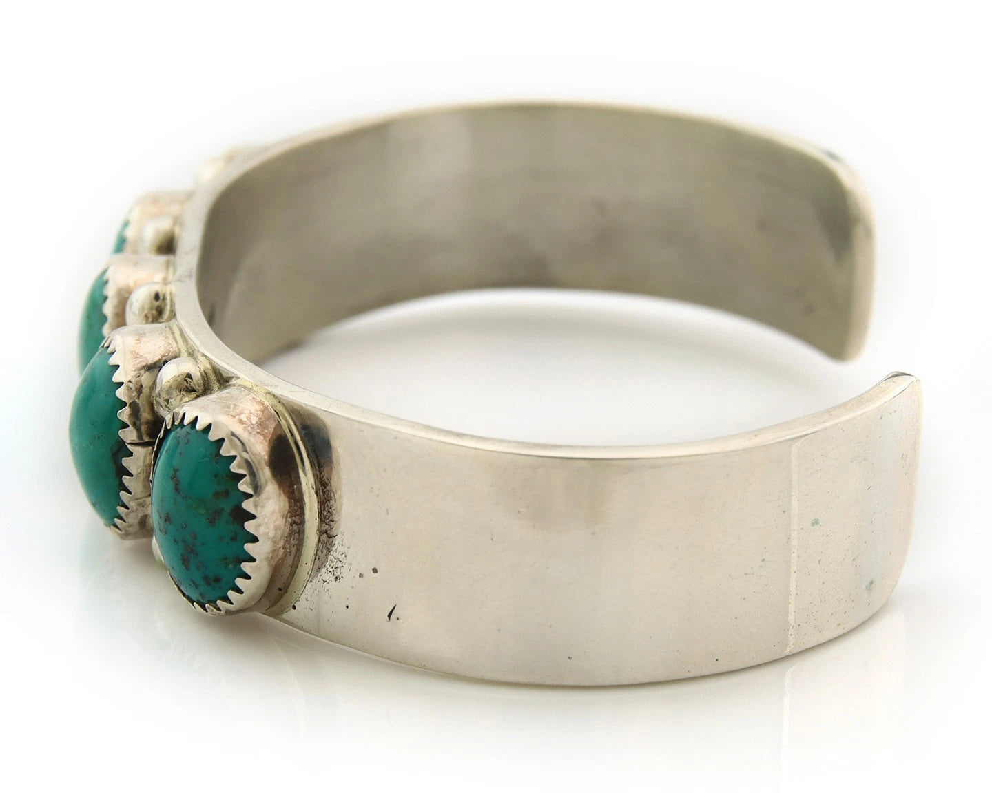 Navajo Cuff Bracelet Sterling Silver Turquoise Vintage Native Art Signed C Jones