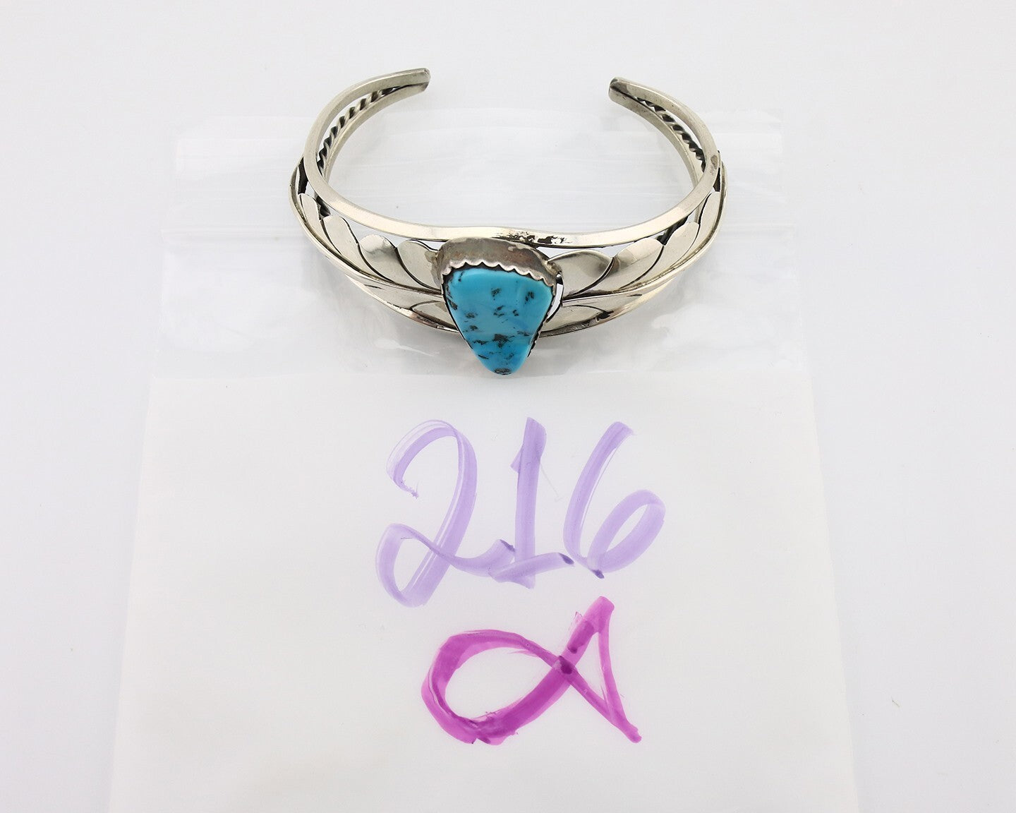 Navajo Bracelet 925 Silver Sleeping Beauty Turquoise Native American Artist C80s