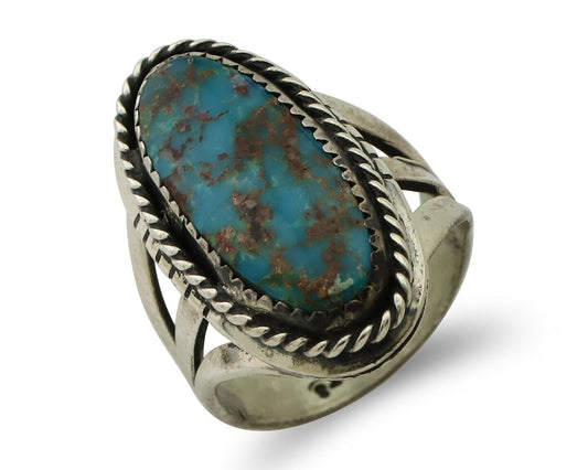 Navajo Handmade Ring 925 Silver Nevada Turquoise Artist Signed TS C.80's