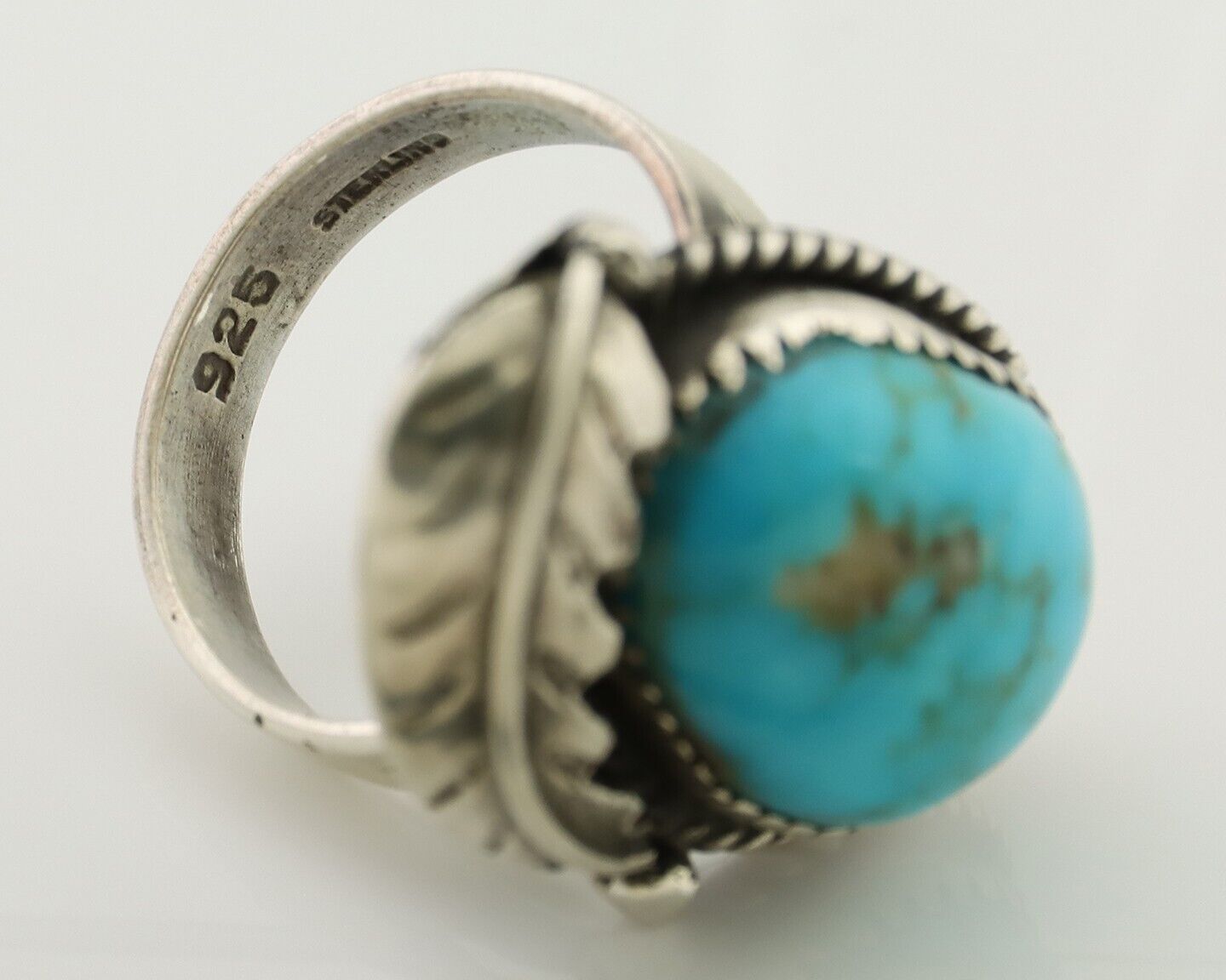 Navajo Ring 925 Silver Natural Blue Turquoise Native American Artist C.80's
