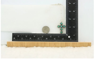 Navajo Cross Necklace Sterling Silver Natural Turquoise Artist Vintage