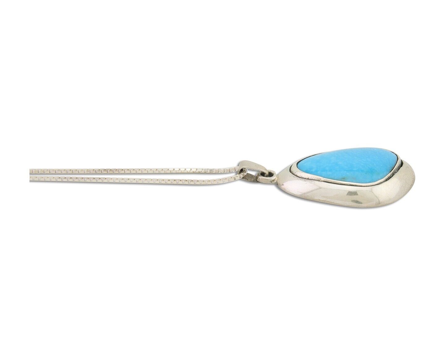 Navajo Necklace 925 Silver Natural Blue Turquoise Native American Artist C.80's