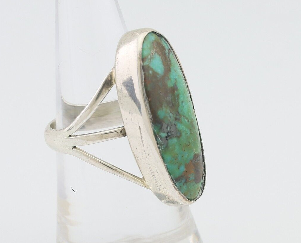 Navajo Ring 925 Silver Natural Blue Gem Turquoise Native American Artist C.80's