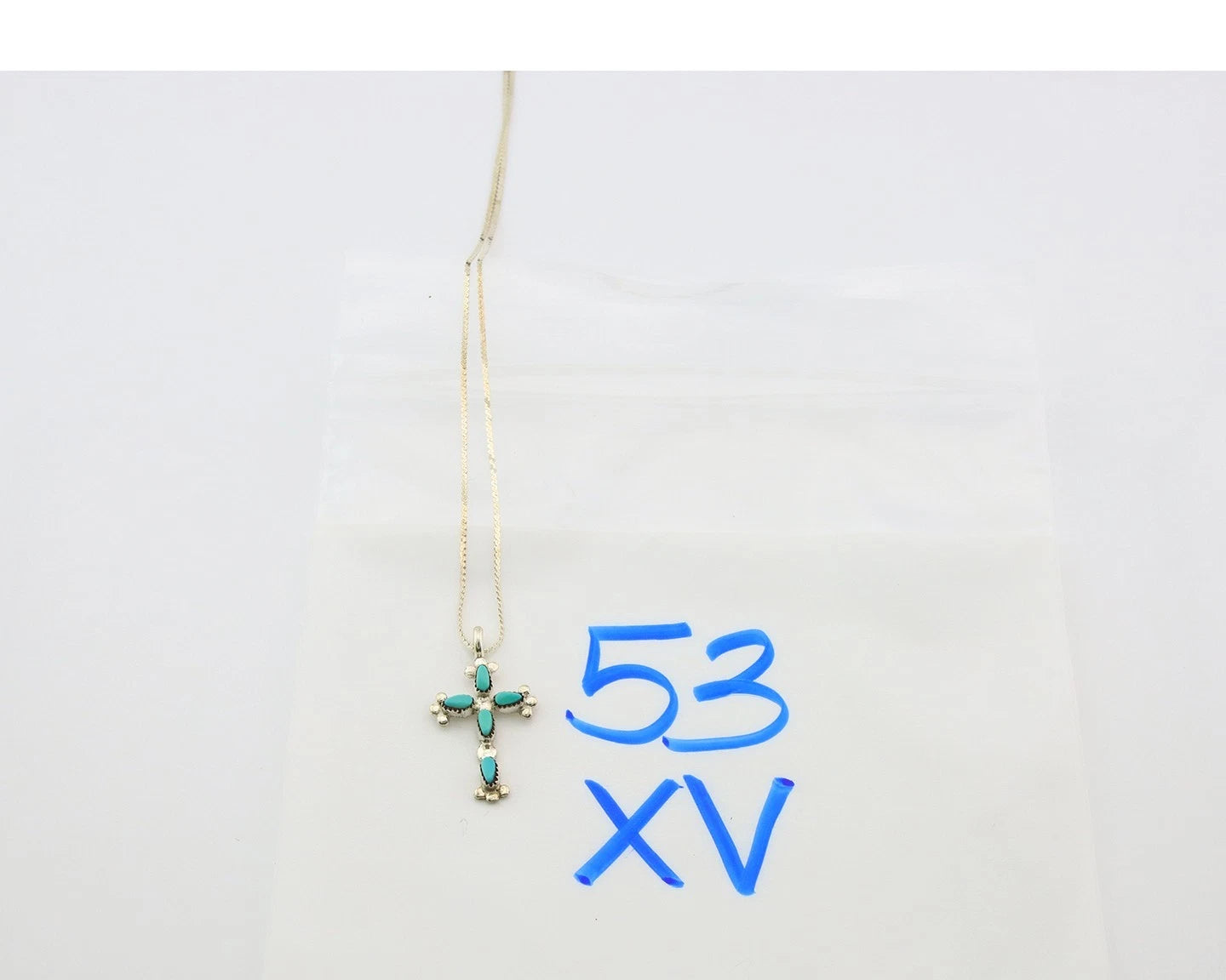 Navajo Cross Necklace Sterling Silver Blue Turquoise Vintage Handmade