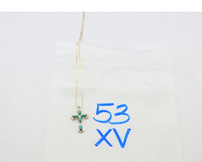 Navajo Cross Necklace Sterling Silver Blue Turquoise Vintage Handmade