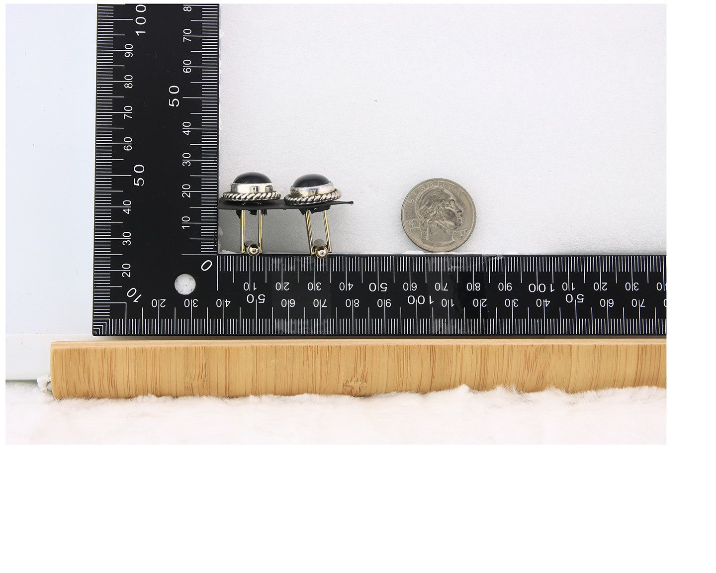 Navajo Cufflinks 925 Silver Native American Artist Natural Onyx C.80's